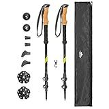 Cascade Mountain Tech Trekking Poles - Carbon Fiber Walking or Hiking Sticks with Quick Adjustable Locks (Set of 2),Green
