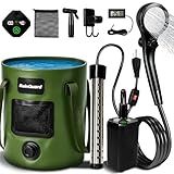 Motivekit™ Portable Camping Shower | 6.6 Gallons Foldable Bucket, 6000mAh Shower Pump, 6' 7" Shower Head, 1500W Immersion Heater, Summer Beach Outdoor Showering Hiking Pet Bath RV Car Wash Water Plant