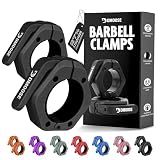 DMoose Fitness Barbell Clips (Pair) - Quick Release Olympic Barbell Clamps with Anti Slip TPR Grip - 2" Barbell Collars for Secure Weightlifting & Powerlifting (Black - Non Magnetic)