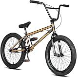 cubsala Freestyle BMX Bike, 20 Inch Yaphet Bicycle for Teen Beginner and Adult Riders, Bike with Hi-Ten Steel Frame, Gold