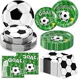 QIYANPAX 72 Pcs Soccer Plates and Napkins, Soccer Birthday Party Decorations Including Dinner Plates, Dessert Plates and Napkins for Sports Soccer Party Decorations, Serves 24