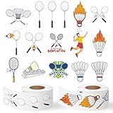 BkeeCten Badminton Sports Sticker Roll - 1000 Pcs Badminton Sport Waterproof Vinyl Reusable Laptop Stickers Coloring Book Scrapbook Water Bottle Page Activity Pad Birthday Party Favors Gift Wrapping
