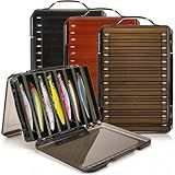Noamus 3 Pack Double Sided Fishing Lure Boxes, 14 Compartments Fishing Tackle Organizer with 2 Buckle, Plastic Clear Storage Case, Visible Hard Bait Container for Jewelry Beads Earring Hook(3 Color)
