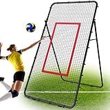 Adjustable Volleyball Rebounder Net 7x4 FT, Metal Frame & High-Tension PE Netting, Durable & Portable Volleyball Training Equipment Practice for Improving Volleying, Bumping, Spiking Skills (Black)