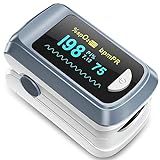 HealthTree JKS50B Fingertip Pulse Oximeter Blood Oxygen Saturation Monitor Pulse Ox, Heart Rate and Fast Spo2 Reading Oxygen Meter with OLED Screen Included Lanyard and 2 X AAA Batteries