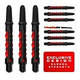 Harrows Darts 3 x Sets of Carbon ST Dart Stems - 9 Dart Shafts in Total - Available in 3 Sizes - Tough Carbon Composite (RED, Medium)