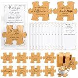 Hushee 20 Pcs Puzzle Coasters Appreciation Gifts, 10 Styles | Cork Coasters 10 Assorted Quote Designs, Coworker Appreciation, Functional Drink Mat for Office Home, Cards Included