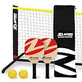 Zume Games Pickleball Set – Complete Portable Pickleball Kit with 12' Net, 2 Wooden Paddles, 2 Balls & Carry Case – Beginner-Friendly Outdoor Game for Driveways, Parks, Tailgates & Backyard Fun