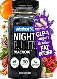 Night Bullets Weight Loss Pills for Women & Men, Stim-Free Nighttime Fat Burner, GLP-1 Support, Appetite Suppressant, Diet Pills with Ashwagandha & CLA, 60 Capsules