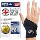 Doctor Developed Wrist Brace, Wrist Wraps for Carpal Tunnel Arthritis, Tendonitis, Hand Support, Ideal for Fitness, Weightlifting - Handbook Included (Wrist Brace 1 Pack)