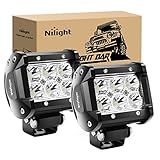 Nilight Led Pods 2Pcs 18W 1260LM Spot Off Road Lights Super Bright Driving Fog Boat Lamp Work Lighting Bar for Trucks Van Camper Wagon Car Pickup Golf Cart ATV UTV SUV Boat 4x4