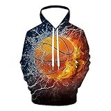 QiErDesign Basketball Pullover Hoodie 3D Novelty Graphic Hooded Sweatshirt Hoodies for Men