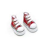 1 Pair Mini Fingerboard Skate Shoes - Red Realistic Tiny Shoes for Finger Breakdance, 3.5cm/1.37in