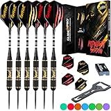 IgnatGames Premium Steel Tip Darts – 3/6/12 Pack Brass Barrels with Aluminum Shafts, 16 GlideXPro Flight Set, Tool Kit & Giftable Case
