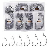 UCEC Fishing Hooks, 100pcs EWG Offset Worm Hooks, Bass Hooks, Wide Gap, Size:#1 1/0 2/0 3/0 4/0 5/0