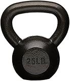 Amazon Basics Cast Iron Kettlebell for Strength Training, Wide Handle, 25 Pounds, Black