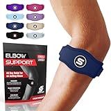 Sleeve Stars Tennis Elbow Brace for Women - Adjustable Tennis Elbow Strap, Golfers Elbow Brace for Men, Counterforce Brace for Tendonitis Relief, Fits 9"-23" (Single/Navy Blue)