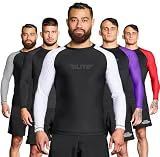 Elite Sports New Item Full Long Sleeve Compression, Mma, Bjj, No Gi, Cross Training Rash Guard, Large, White