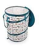 Camco Pop-Up Utility Container - Features Heavy Duty Liner & Zipper Close Lid - Holds 30-Gallon Kitchen-Size Trash Bags - Stands 2-Ft Tall & Collapses for RV Storage and Organization (42986)