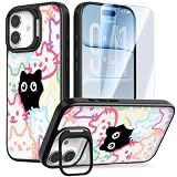 TEAM LUXURY for iPhone 17 Case Compatible with MagSafe, Cute Printed Magnetic Kickstand Phone Case with Tempered Glass Screen Protector, Slim Shockproof Protective Cover