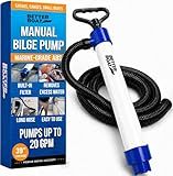 Manual Bilge Pump for Boats with 39" Hose, Hand Water Pump for Kayak Canoe and Dinghy, Portable Handheld Siphon Bailer, 20 GPM Suction, Marine Grade - Better Boat