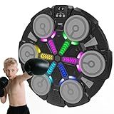 Music Punching Machine for Kids Adults,Bluetooth Wall Mounted Boxing Trainer with Gloves,Rhythm Lights,2 Player Battle Mode,Reaction Training Pad,Home Gym Sport Toys Gifts for Boys Girls Teens 3-12+