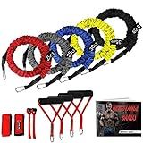 Resistance Bands, 15 Pieces Exercise Elastic Bands Set, 20lbs to 40lbs Resistance Tubes with Heavy Duty Protective Nylon Sleeves Anti-Snap for Fitness SUPALAK