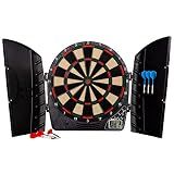 Franklin Sports Electronic Dart Board Set - Soft Tip Electric Dartboard with Digital Scoreboard + Cabinet - Adult Soft Tip Electronic Dart Board + Darts Set - (6) Darts Included - FS3000