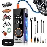 Tire Inflator Portable Air Compressor, Bike Pump and Air Pump for Car Tires, Balls, Inflatables, Digital Pressure Gauge, Cordless Inflator, Small Compressor for Auto, Truck, Bicycle with Carrying Case