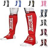 Kids Shin Instep Pads MMA Leg Foot Guards Muay Thai Kick Boxing Guard Protector (Red, XXXS (3 to 8 Years))