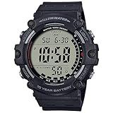 Casio Illuminator Extra Long Strap 10-Year Battery 100 M Water Resistant 5-Alarm w/Countdown Timer Men's Digital Watch, Black, AE-1500WHX-1AVCF