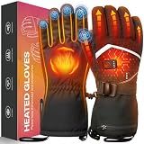 Heated Gloves, Rechargeable Heated Gloves for Men Women, Waterproof Electric Heating Ski Gloves with Touchscreen for Cold Weather Motorcycle Skiing Snowboarding Hiking Hunting Gifts