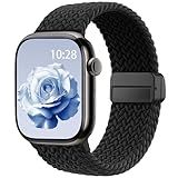 Braided Stretchy Band Compatible with Apple Watch Bands 38mm 40mm 41mm 42mm 44mm 45mm 46mm 49mm Women Men, Soft Nylon Solo Loop Magnetic Sport Strap for iWatch Series 11 10 9 8 7 6 5 4 3 2 1 SE Ultra