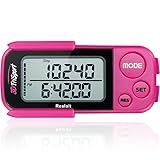 Realalt 3DTriSport 3D Walking Pedometer with Clip & Strap, Accurate Step Counter with 30-Day Memory, Distance in Miles/KM Large Display Perfect for Seniors & Beginners eBook Included - Magenta