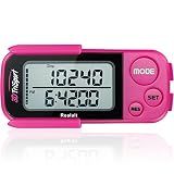 Realalt 3DTriSport 3D Walking Pedometer with Clip & Strap, Accurate Step Counter with 30-Day Memory, Distance in Miles/KM Large Display Perfect for Seniors & Beginners eBook Included - Magenta