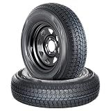 Garvee 2-Pack ST205/75D14 Trailer Tires with 14" Rims, 5 Lug on 4.5" Bolt Pattern 114.3 mm PCD, 6PR Load Range C, Heavy Duty 205 75D 14 Trailer Tires Rims for Utility, Boat, Camper, Cargo Trailers