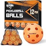 Navona 12 Pack Premium 26-Holes Orange Indoor Pickleball Balls, Meet USAPA Official Requirement, Perfectly Balanced, High Bounce True Flight, Durable Indoor Pickleball Set