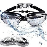 ESAVIA Nearsighted Swim Goggles -2.0D to -8.0D,Anti Fog Shortsighted Swimming Goggles with Clear Lens No Leaking/UV Protection (Newly Black, -5.0)