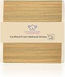 LFH Home Handmade Straw Yoga Mat For Exercise, Workout, Fitness - Perfect Heavy Quality Eco Friendly Natural Straw Reversible Yoga Mats for Men & Women - 72x24 Inch (White) Thanks Giving