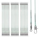 Fishing Leaders, 30pcs Stainless Steel Leader Wire Fishing Leader Line with Swivel Snaps Fishing Wire Leaders Connecting Fishing Tackle Lure or Hook for Saltwater and Freshwater - 11.81inch