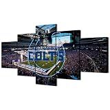 (80X150CM/5PCS) Framed Canvas Print Original Poster - Indianapolis Lucas Oil Stadium With Colts Neon Sign - American football Wall Art for Home and Office Decor