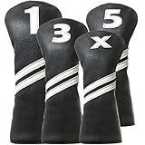 Golf Club Covers,4pcs Golf Head Covers for Woods and Driver Fairway Hybrids for Golf Clubs Women Men