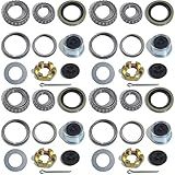 iBroPrat 4 Sets 3500 LB Boat Trailer Axle Bearing Kits, L68149 L44649 Bearing Kits, 171255TB/10-19 Grease Seals, Spindle Nuts, 1.98" Dust Covers and Rubber Plugs, Cotter Pins,Washers for #84 Spindle