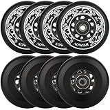 AOWISH Inline Skate Wheels, Outdoor Asphalt Formula, 8-Pack (Black, 80mm)