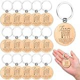 Unittype 30 Pcs Inspirational Wooden Keychains Bulk,Team Round | Employee Appreciation Gifts, Engraved Motivational Quote, Thank You Gifts for Team Coworker Groups