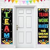 2 PCS Classroom Team Banners Back to School Decorations Motivational Bulletin Board for Class School Teachers Positive Banner of Kindergarten Elementary Middle Bulletin Board Wall Door Decorations