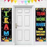 2 PCS Classroom Team Banners Back to School Decorations Motivational Bulletin Board for Class School Teachers Positive Banner of Kindergarten Elementary Middle Bulletin Board Wall Door Decorations