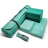 Yoga Kit - 7-Piece Set with Thick Mat, Blocks, Strap, Towels, Carrying Bag - Enhance Home Workouts for Women & Men