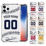 BOSTEPY Custom Baseball Team Name & Number Case for iPhone 17 Air 16 15 14 13 12 11 Pro Max Mini Xr Xs X 7 8 Plus SE 6s 6,Personalized Baseball Team Protective Customized Transparent Phone Case Cover