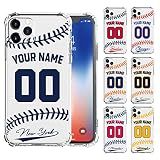 BOSTEPY Custom Baseball Team Name & Number Case for iPhone 17 Air 16 15 14 13 12 11 Pro Max Mini Xr Xs X 7 8 Plus SE 6s 6,Personalized Baseball Team Protective Customized Transparent Phone Case Cover